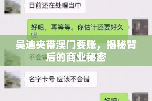 吴迪夹带澳门要账，揭秘背后的商业秘密